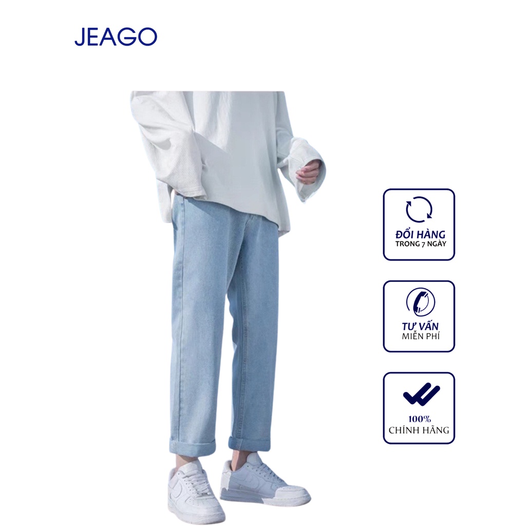 Quần Baggy suông nhạt thời trang Màu Đen Xanh Nhạt Dành Cho Nam Nữ JEAGOVN