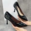 Giày cao gót mũi nhọn Annmodels 7 phân xi bóng kiểu dáng gót mảnh_A026G108