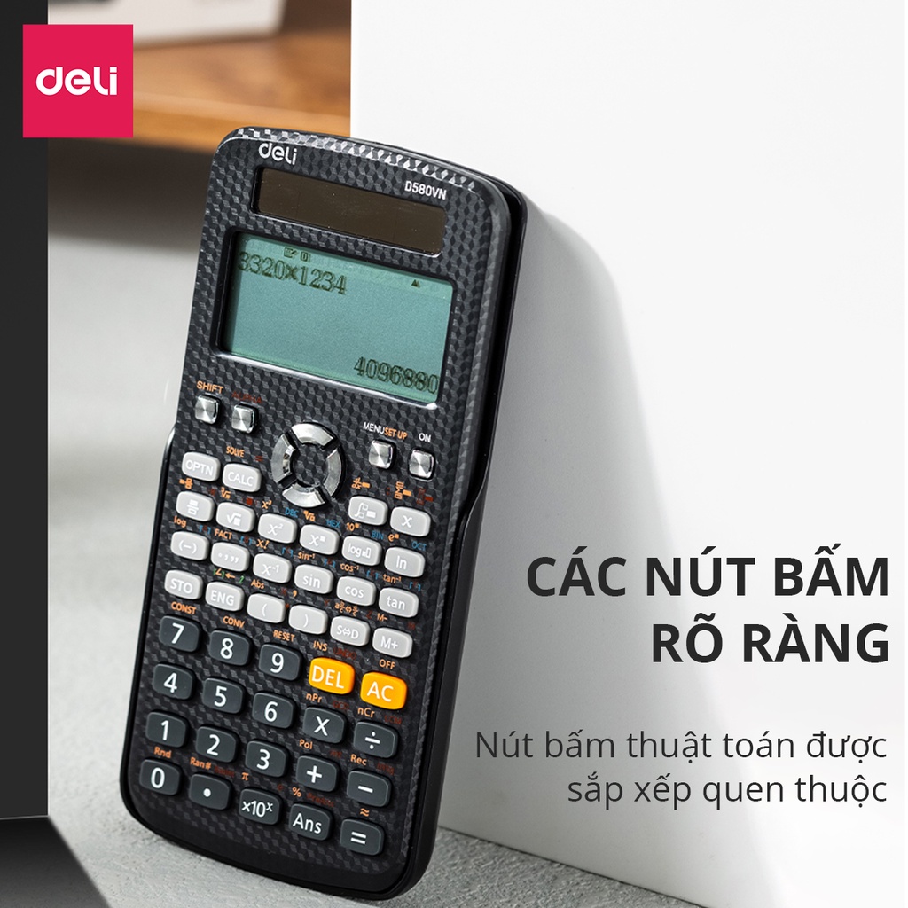 Máy tính khoa học Deli Máy tính học sinh cấp 2 3 chuyên dụng cho thi chuyển cấp và đại học