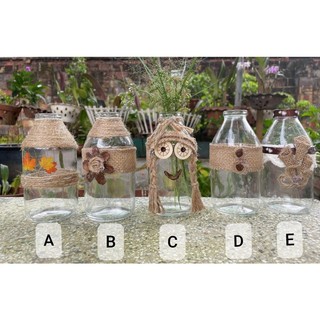 Lọ / Bình Thủy Tinh Decor NEOP - Trang Trí Dây Gai/Vải Bố/Ren Vintage - Dùng Cắm Hoa - Trồng Cây Thủy Sinh - Trang Trí