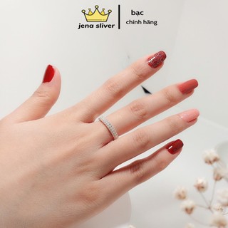 nhẫn 2 hàng đá , from thấp ôm tay cực thích , bạc 925 - jena sliver