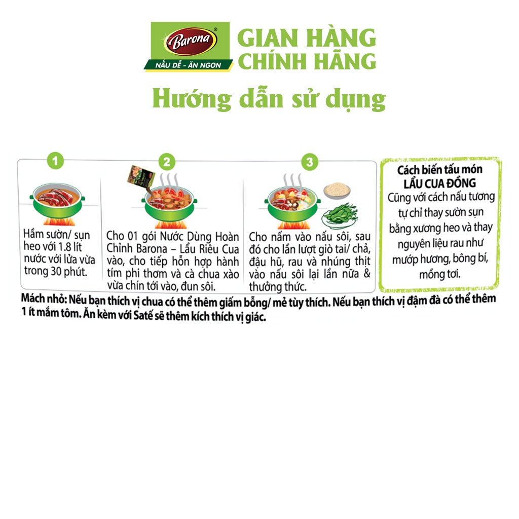 Ảnh Nước Dùng Lẩu Riêu Cua Barona 230g tươi ngon chuẩn vị không cần nêm nếm 3