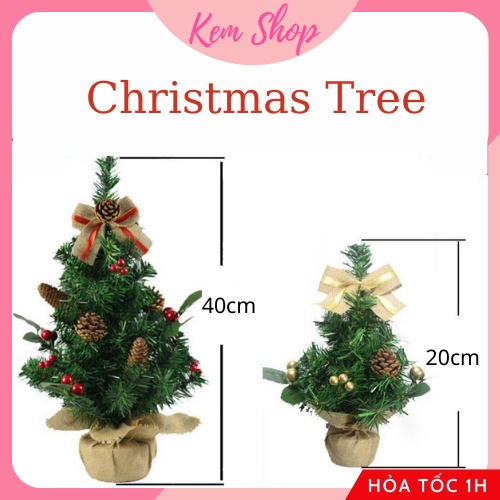 Cây thông Noel mini để bàn trang trí giáng sinh 30cm/40cm/50cm (cây chưa kèm phụ kiện) - Kem Shop K296