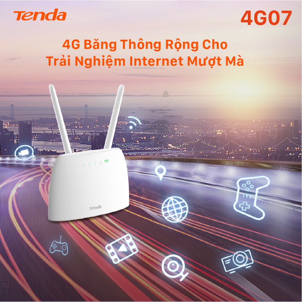Ảnh Bộ Phát WiFi Tenda 4G07 Chuẩn AC 1200Mpbs Dùng Sim 4G/3G Dùng Cho Ôto Và Nơi Không Có Internet 3