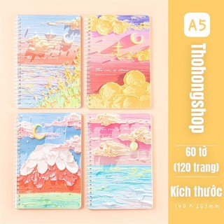 Sổ Gáy Lò Xo A5 Tranh Sơn Dầu Phong Cảnh - Thỏ Hồng VPP