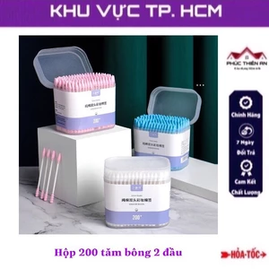 Hộp 200 tăm bông 2 đầu vệ sinh tai, mũi - kháng khuẩn, mềm mịn
