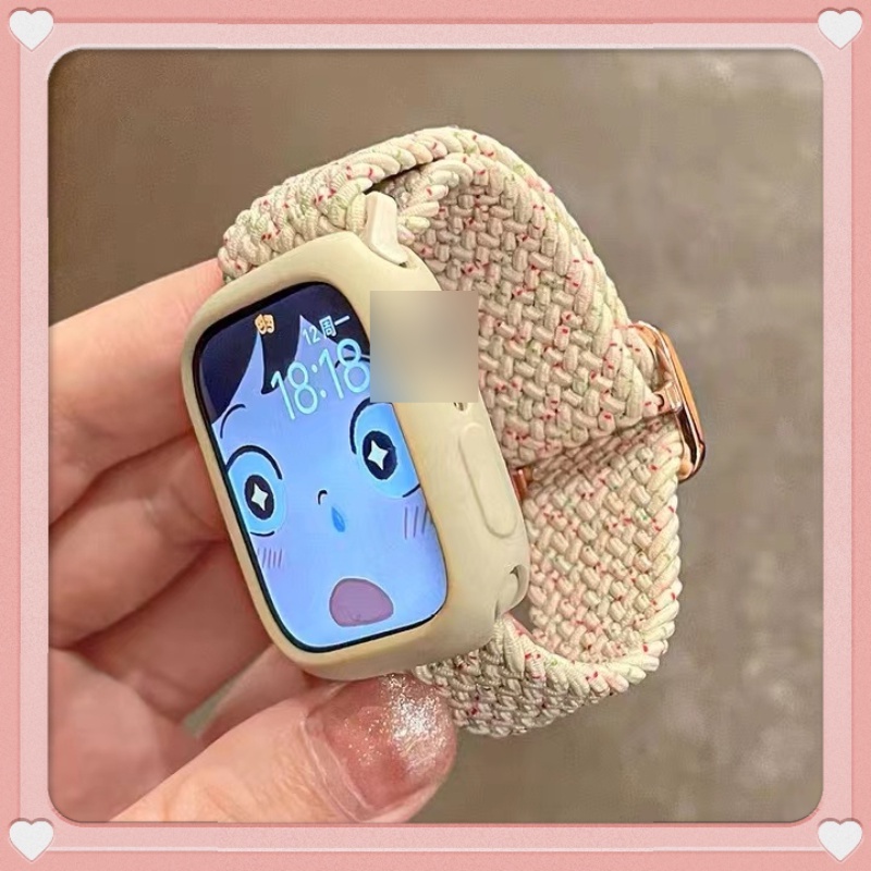 Vòng Solo bện cho AW Watch 46MM Band Se3 11 10 8 Ultra 7 6 5 4 3 2 1 40mm 44mm Dây đeo vòng tay đàn hồi trên Smart Series 49MM 38mm 42mm 41mm 45mm Phụ kiện