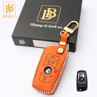 Bao Da Chìa Khóa Ô TÔ BMW ( chìa vuông) Da bò thật hàng cao cấp bảo hành 2 năm khắc tên sđt chủ xe