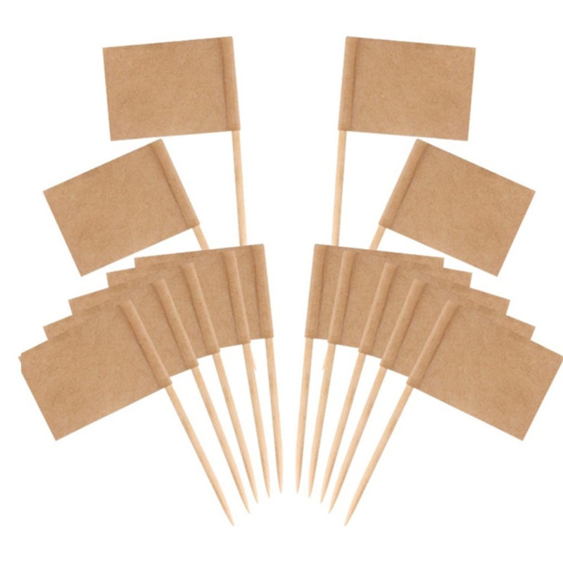 [SPT *] 100 Miếng Cờ Tăm Trống Nhãn Mini Có Que Đánh Dấu Phô Mai Chọn Cho Bánh Cupcake Toppers Trái Cây Appe