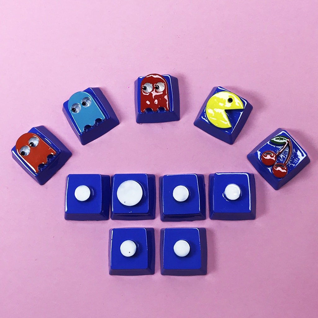 Bộ keycaps Pac-man, nút bàn phím 1u, SA, keycaps resin thủ công ...