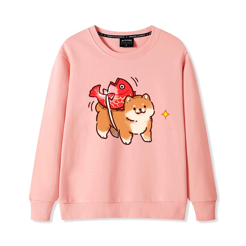 Áo Sweater Nữ HappyFamily In Hình Chú Chó & Con Cá Đáng Yêu Chất Cotton 100 Cao Cấp