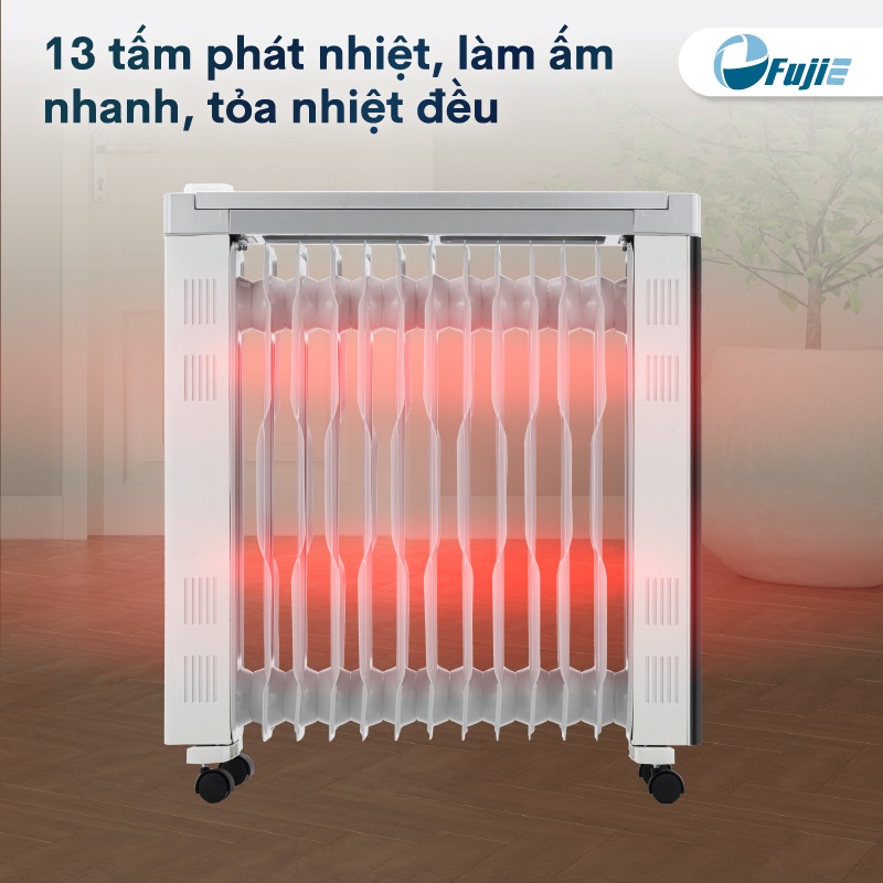 Máy Sưởi Dầu 13 Thanh Fujie OFR7913, công suất lớn làm ấm nhanh, tự động ngắt an toàn tiết kiệm điện năng