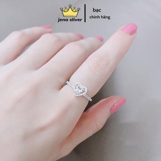 nhẫn trái tim đính đá , hàng dày dặn , bạc cao cấp 925 - jena sliver