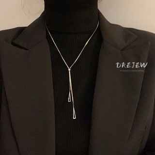 DREJEW Vòng cổ kiểu dây xích mỏng mặt tam giác đơn giản thời trang cao cấp dễ phối đồ dành cho nữ