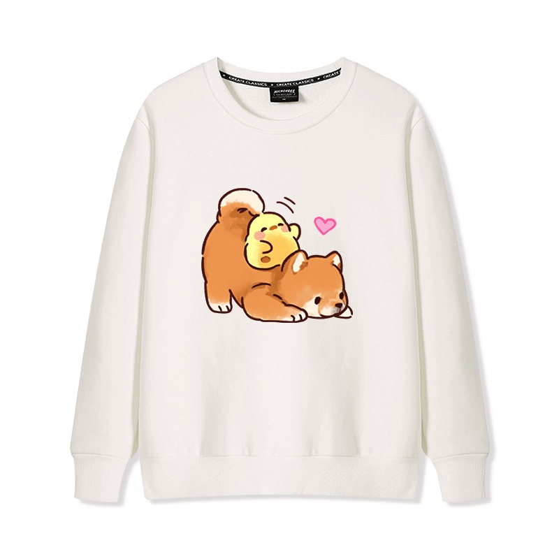 Áo Sweater Nữ HappyFamily In Hình Chú Chó Con Và Bé Vịt Xinh Xắn Chất Cotton 100 Cao Cấp