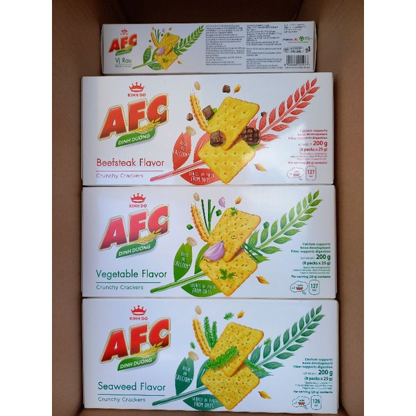 Bánh AFC dinh dưỡng vị rau củ/lúa mì/ tảo biển/ bò bít tết hộp 172gam ...