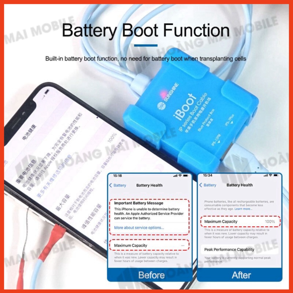[DCSC] Dây cấp nguồn Sunshine iBoot (9 đầu lPhcne từ 6G đến 16PM)