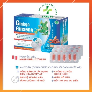 Hoạt huyết dưỡng não GINKGO GÍNSENG Giúp bổ sung dưỡng chất cho não LAHUTU [Hộp 60viên]