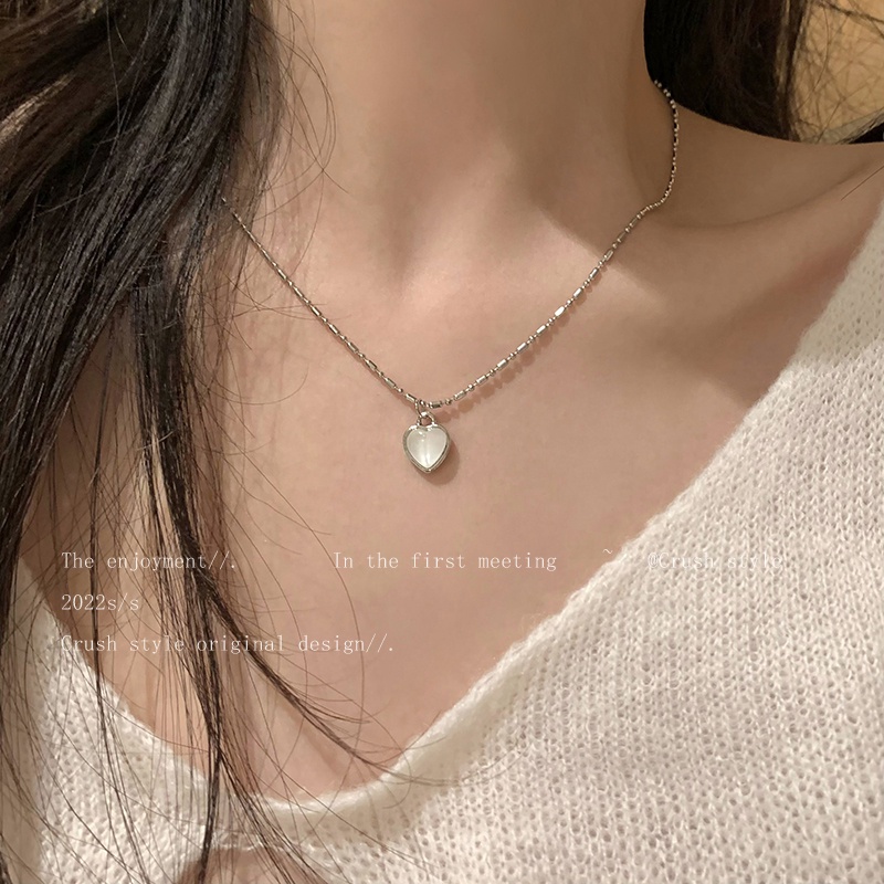 Ảnh Vòng cổ 17KM mạ bạc mặt trái tim thời trang đơn giản 3