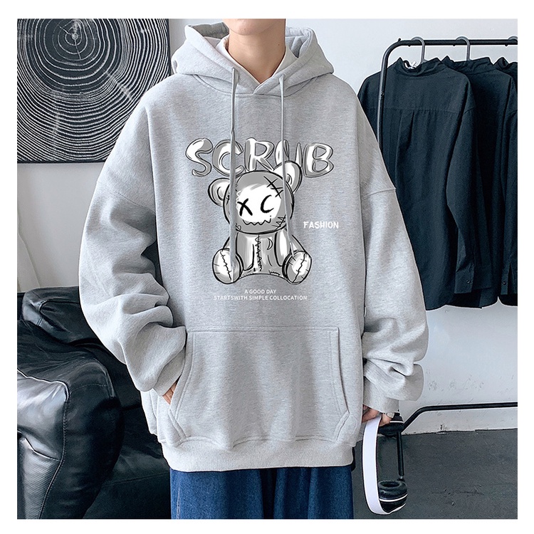 Áo Hoodie Nam HappyFamily Họa Tiết Gấu SCRUB Chất Nỉ Da Cá 100 Cao Cấp