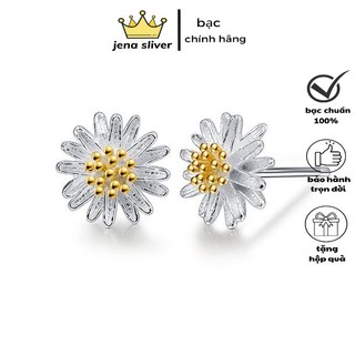 bông tai cúc họa mi , chốt chắc chắn , bạc chuẩn sáng - jena sliver