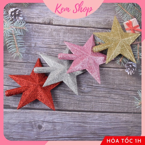 Ngôi sao kim tuyến vàng bạc đỏ trang trí cây thông Noel Giáng Sinh - Kem Shop K224