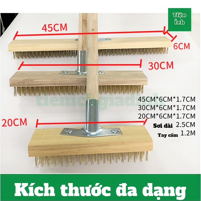 Chổi sắt mạ đồng chà cọ rong rêu ố vàng sàn nhà sân vườn bể bơi sợi dài ...