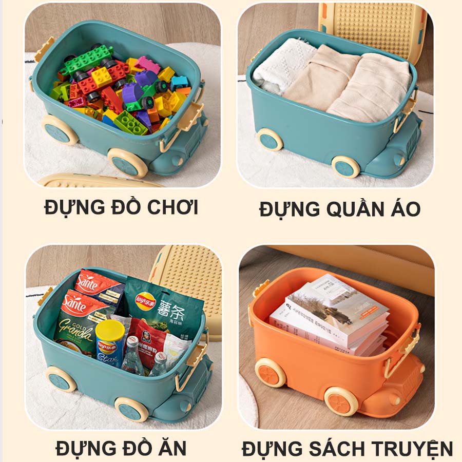 Thùng Đựng Đồ Chơi Cho Bé ENODA HOME Có Bánh Xe, Combo 2 Size L Thùng Nhựa Đựng Đồ Đa Năng Hình Ô Tô Siêu Tiết Kiệm Q013