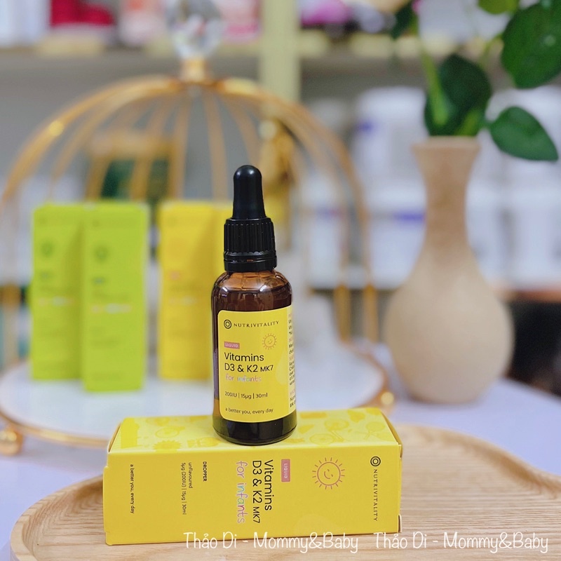 Vitamin D3 K2 MK7 Anh Quốc Infant Dropper Nutrivitality 30ml (D3&K2 MK7