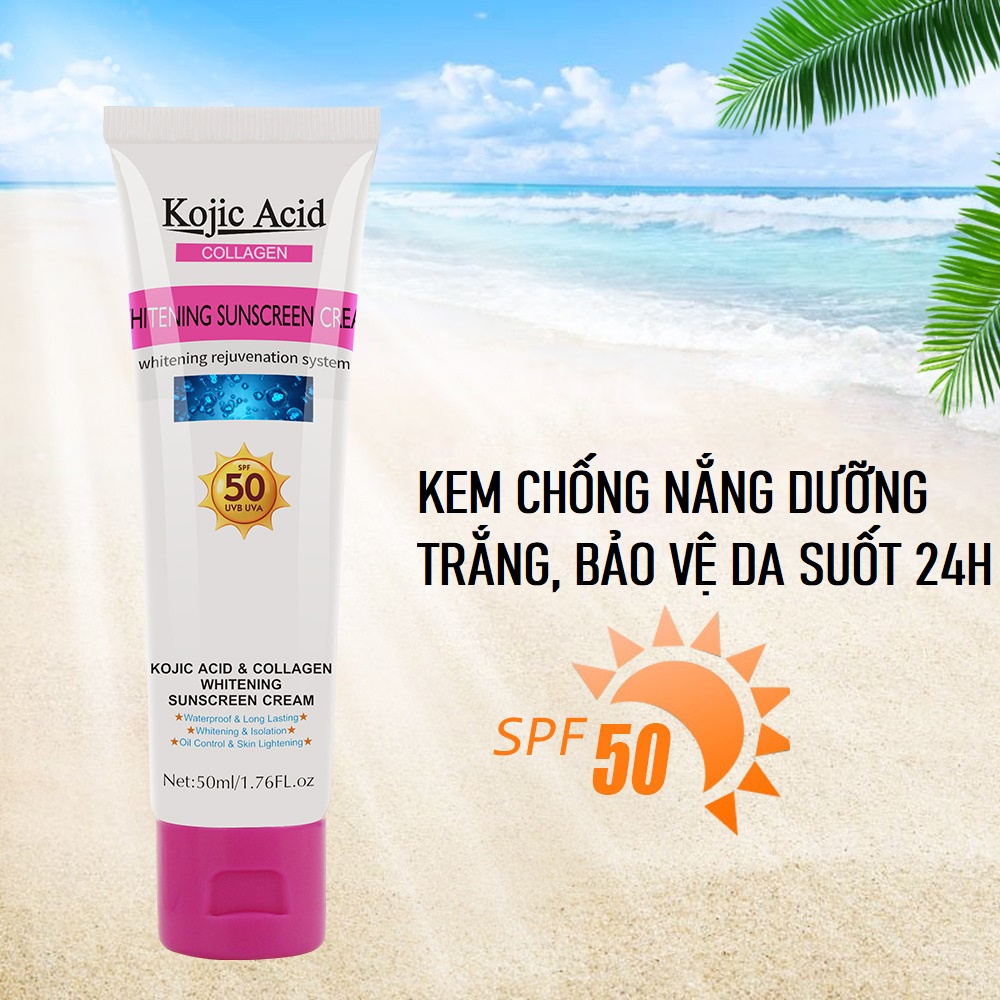Kem Chống Nắng Whitening Sunscreen Cream SPF50+, Chống Nắng, Dưỡng Trắng, Giảm Thâm Nám, Ngăn Ngừa Mụn Cản Nắng Tối Đa
