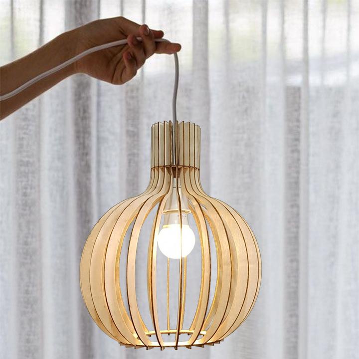Đèn gỗ trang trí đèn thả trần  AKZ-DGC2-2, đèn gỗ trang trí - nhiều mẫu