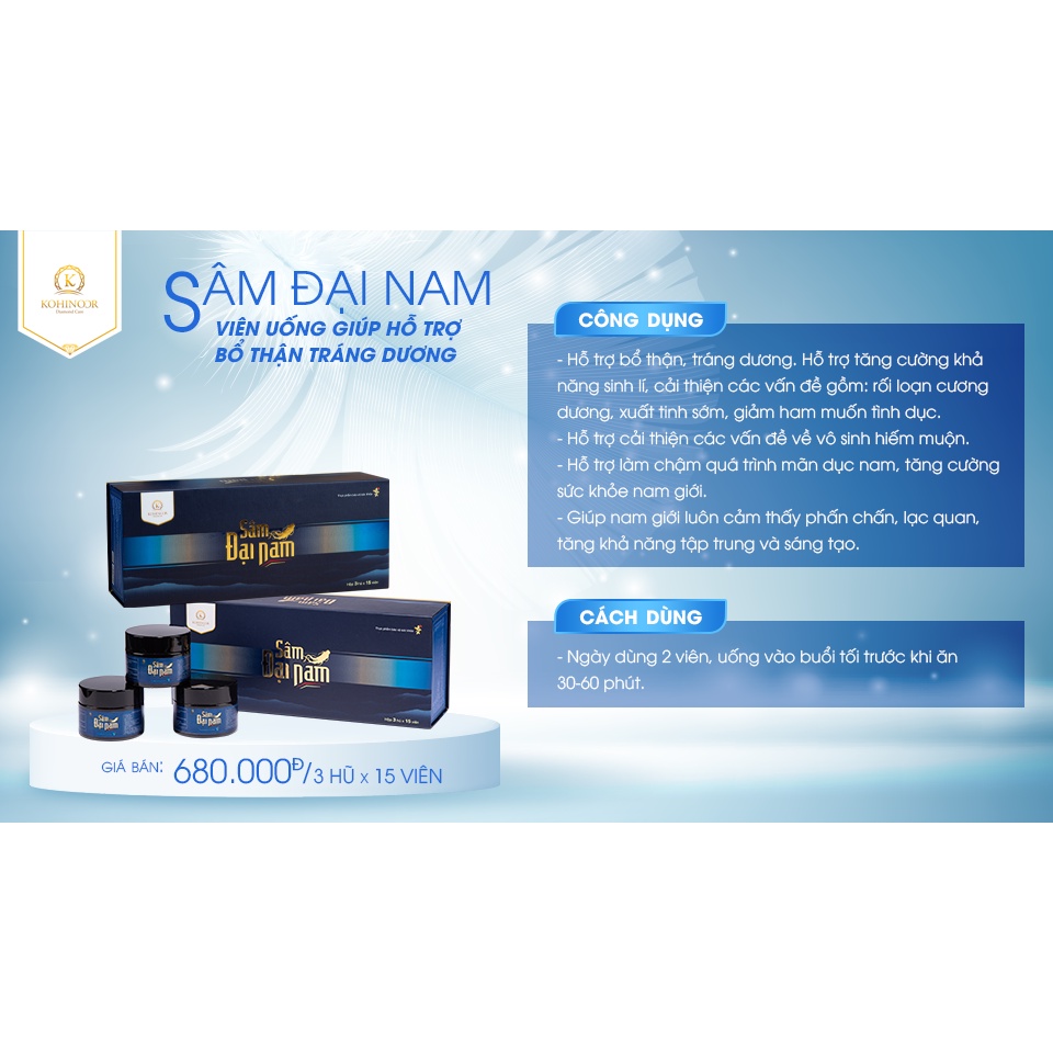 Ảnh Viên uống tăng cường sinh lý nam SÂM ĐẠI NAM Kohinoor (45 viên) 3