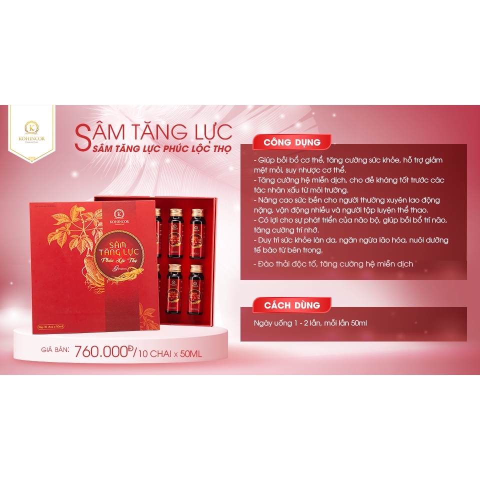 Ảnh Sâm tăng lực tăng cường sức khỏe PHÚC LỘC THỌ Kohinoor 500ml 3