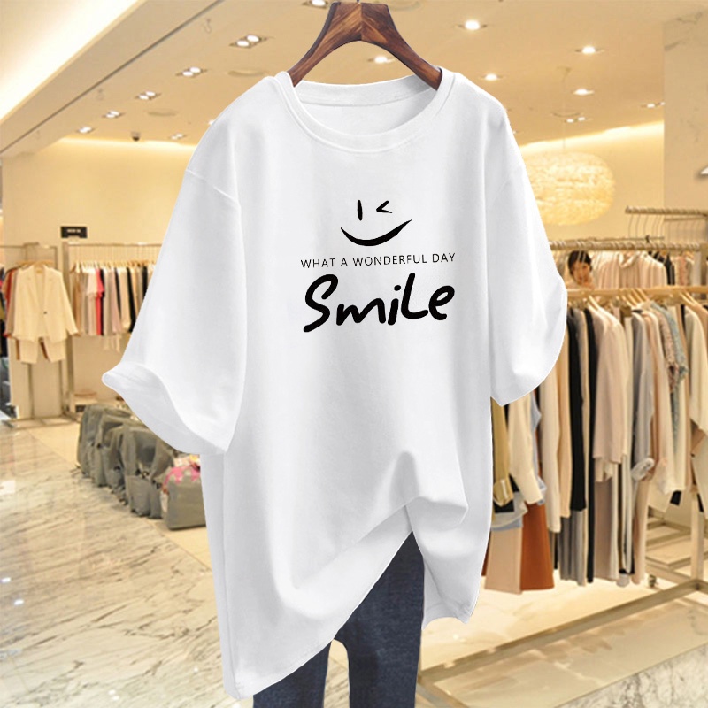 Áo Thun Tay Lỡ Nữ HappyFamily Họa Tiết Mặt Cười Smile What a wonderful day Chất Cotton 100 Cao Cấp
