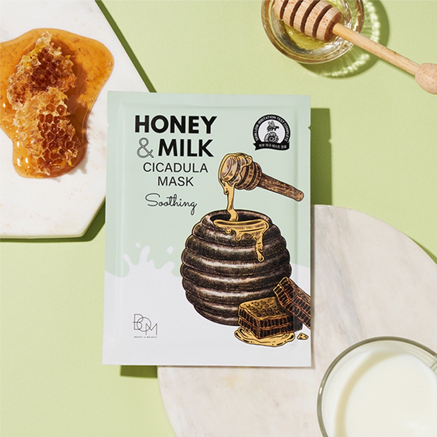 [MUA 1 TẶNG 1] Mặt Nạ Làm Dịu Và Dưỡng Da Mềm Mại BOM Honey & Milk Soothing Cicadula Mask 25g