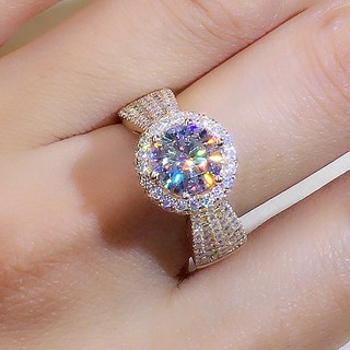 Hàng Mới Về Nhẫn Mở Đính Đá Nhập Khẩu Moissanite Tám Trái Tim Tám Mũi Tên PT950 Cho Nữ