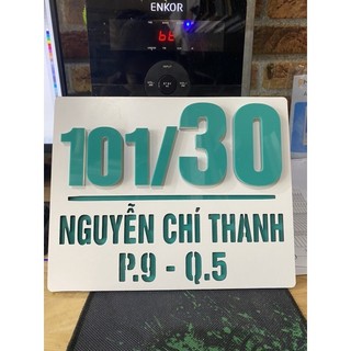 Bảng số nhà alu màu trắng sữa chữ xanh như hình
