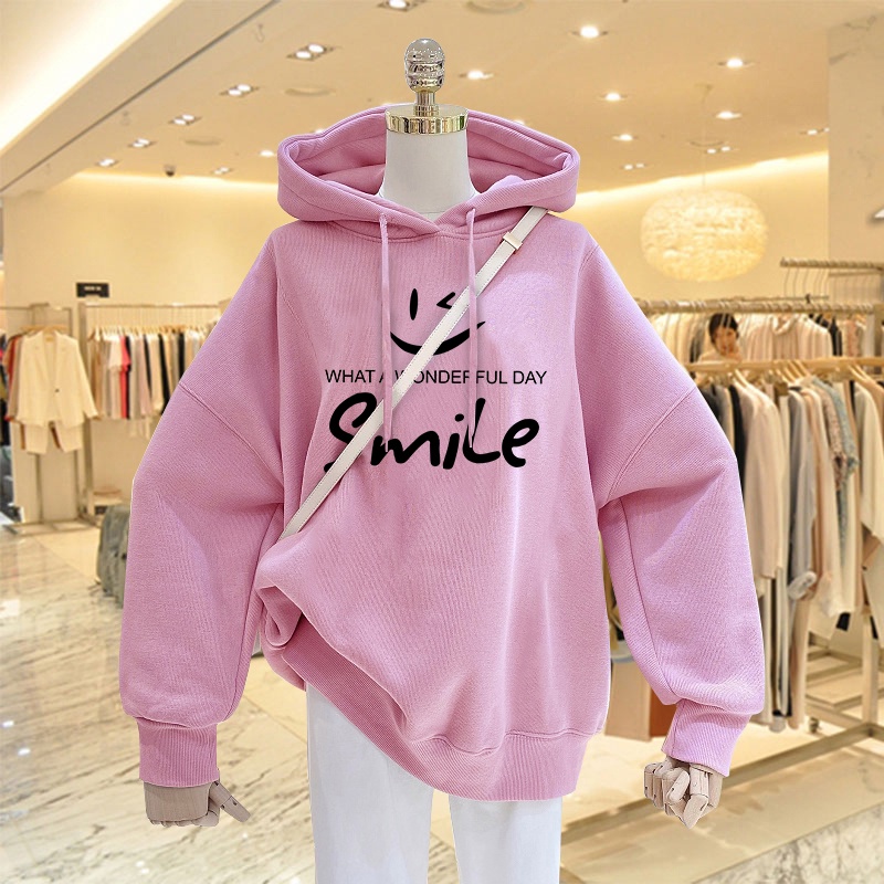 Mẫu Hoodie Nữ HappyFamily Màu Xanh Rêu Hot Trend Smile Chất Nỉ Da Cá 100 Cao Cấp