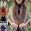 VVDZA Lông Thú Giả Cổ Áo Cardigan Thời Trang Cape Cloak Sang Trọng Quấn