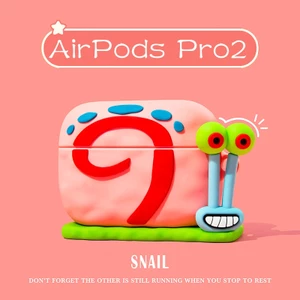 Vỏ tai nghe Spongebob SquarePants Snail cho AirPods Pro 2/3/4 2024, vỏ bảo vệ AirPods 2/3/Pro 2/4