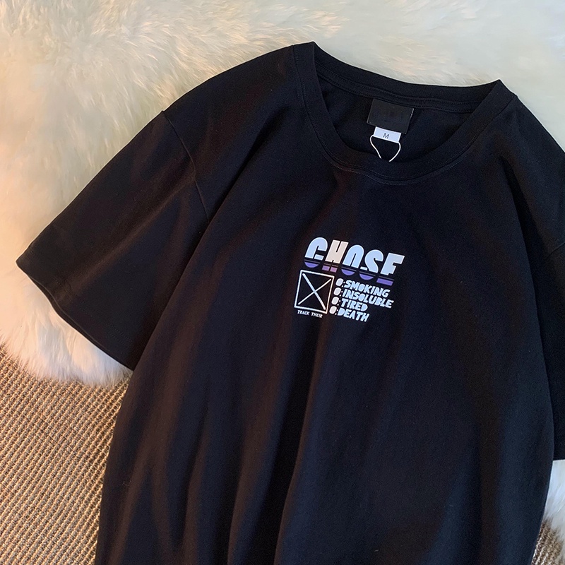 Áo Thun Tee Nam Tay Lỡ HappyFamily Form Rộng Trẻ Trung In Chữ CHOSE Cotton 100 Cao Cấp