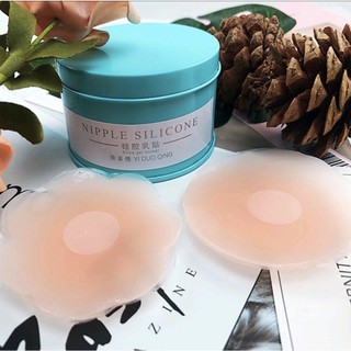 -Miếng dán ngực silicon - Hộp 10 Miếng dán ngực siêu dính đựng trong hộp thiếc xin sò, chống thấm nước sử dụng nhiều lần