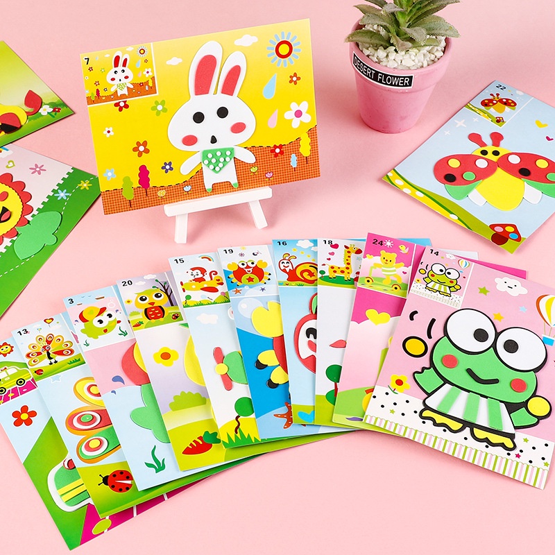 🍉(Set) Tranh dán xốp 3D xé dán cho bé – Đồ chơi trí tuệ rèn luyện khéo léo 17*12cm DUASHOP🍉.