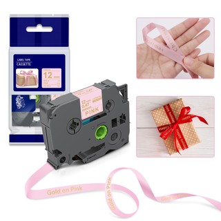 Cuộn Dây Ruy Băng Satin 12mm Không Dính In Chữ tze R231 RE34 R234 RW34 RE31 TZe231 TZ231