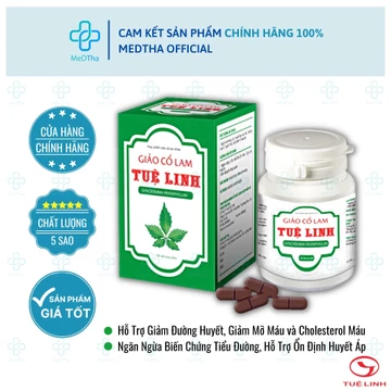 Giảo Cổ Lam Tuệ Linh - Hỗ trợ Phòng ngừa Bệnh Tim Mạch, Tiểu Đường, Mỡ Máu (Hộp 60 viên/100 viên)
