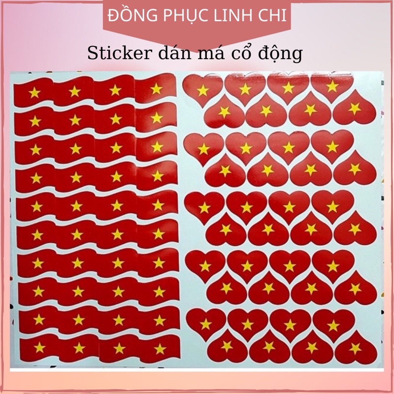 Miếng dán má, sticker lá cờ, trái tim cổ động (giá 10 miếng nhỏ ...