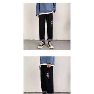 Quần Jeans Ống Rộng Dáng Suông,Thời Trang  Unisex,Quần Bò Baggy Form Rộng Nam Nữ, -QJ018-Chất Vải Jeans Dầy Dặn