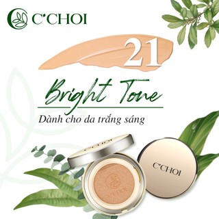 Combo Phấn Nước + Lõi Cushion C'CHOI HERBAL DD Chiết Xuất Từ Thiên Nhiên Che Khuyết Điểm 21 - Bright
