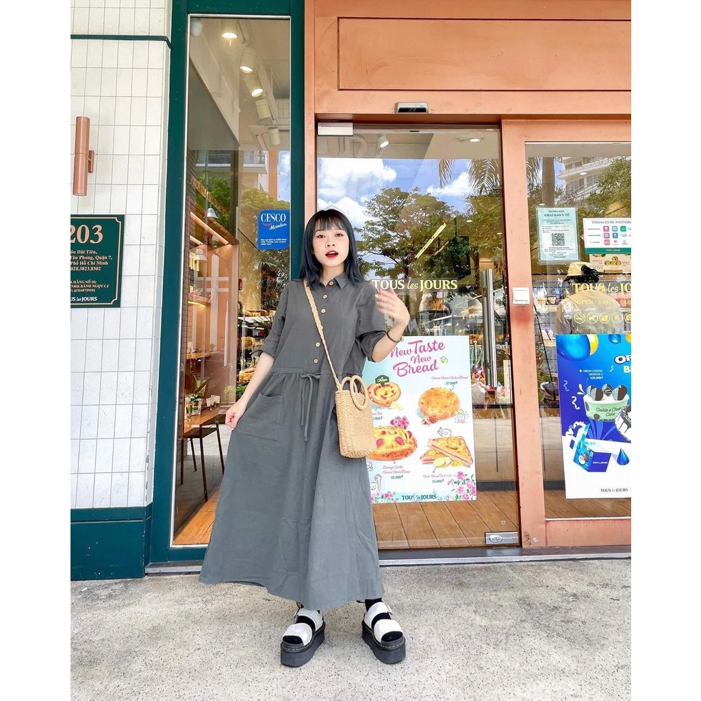 Alva Linen Dress - Đầm linen có dây thắt eo Remmus cho nữ
