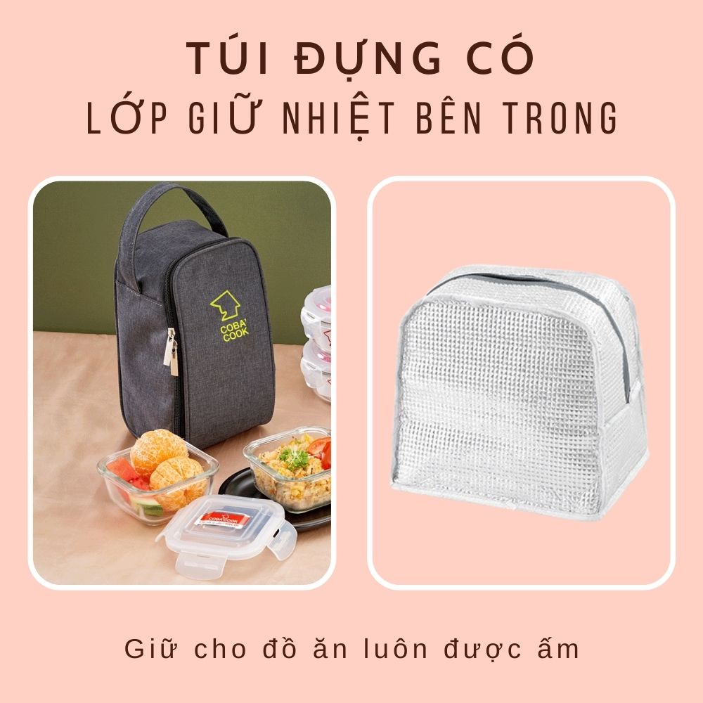 Ảnh Túi Giữ Nhiệt COBACOOK Hộp Lớn Với 1 Khóa Kéo Và Lớp Bạc Giữ Nhiệt-CBB 3